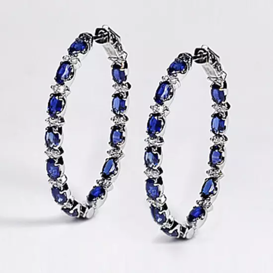 Luxury Engagement Gift 925 Silver Hoop Earring Cubic Zircon Jewelry Women