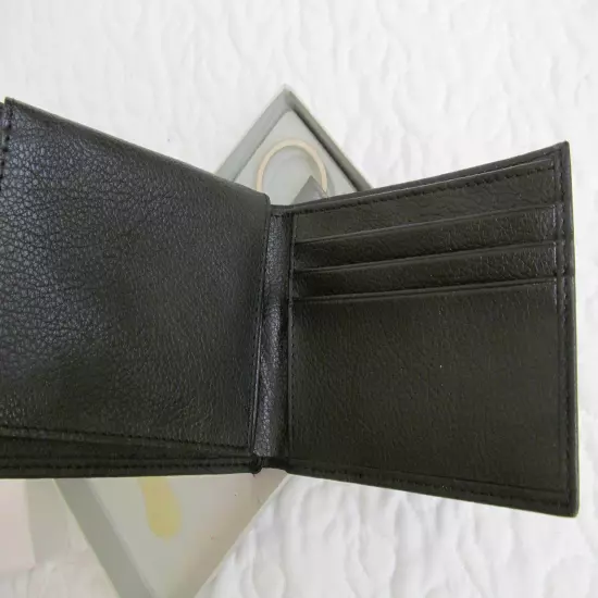 NWB Calvin Klein Black Leather Passcase Wallet and Key Fob Set $45