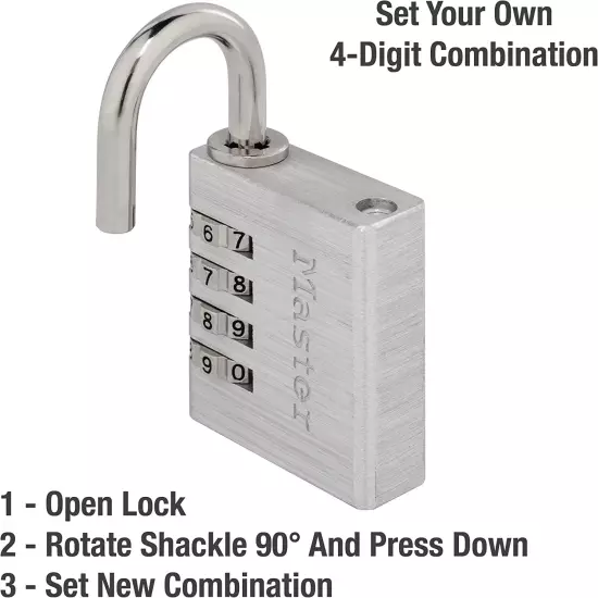 643D 1.56 In. Aluminum Luggage Combination Lock