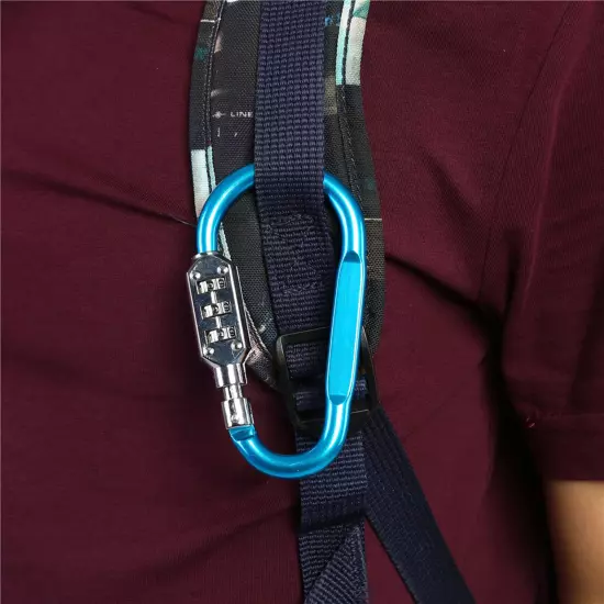 Travel Bag Luggage Security Combination Lock Locking Carabiner Padlock Blue SO