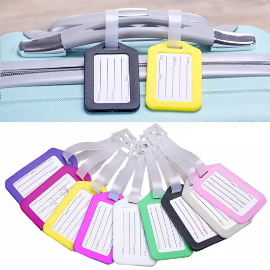 10pc Luggage Tag Suitcase Label Bag Travel Name Address ID Label Plastic Tags US