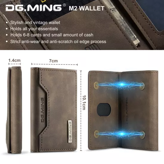 DG.MING Cowhide Leather Cash Money Card Holder Trifold Wallet