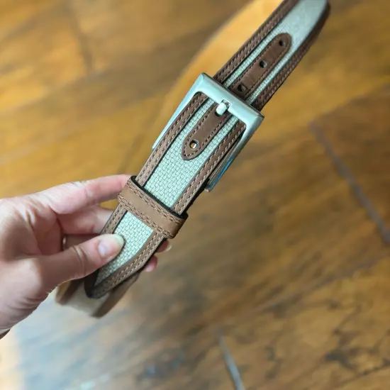 Lejon Oil Tanned Nu-Buck Back Nine Belt in Tan Sz 34