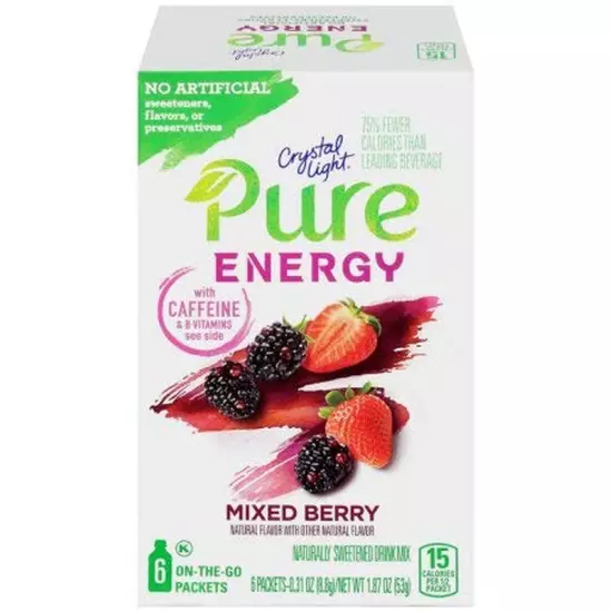 Crystal Light Pure Strawberry Kiwi Drink Mix, 7 On-The-Go Packets