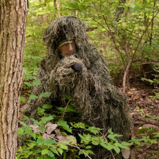 New Ghillie Suit XL/XXL Camo Woodland Camouflage Forest Hunting 4-Piece + Bag