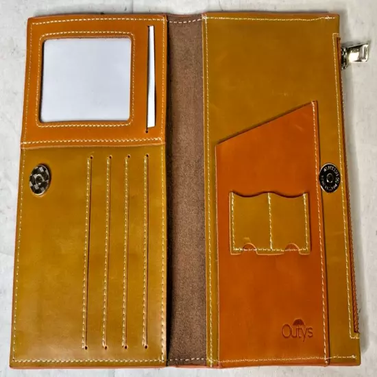 NEW TOP QUALITY OUTYS BROWN LEATHER PASSPORT COVER BOOK ID TRAVEL ORGANIZER