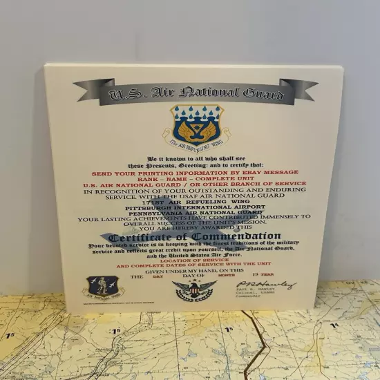 AIR NATIONAL GUARD - PA / 171ST AIR REFUELING WING~CERTIFICATE OF COMMENDATION