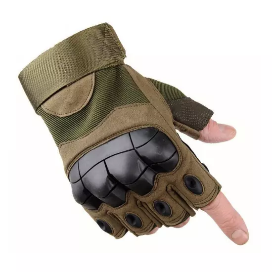 Outdoor Fingerless Gloves Hard Knuckle Paintball Hunting Combat Riding Hiking