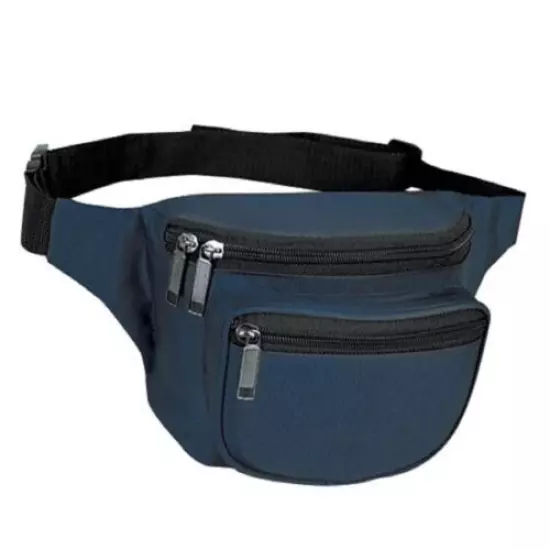 10 Pk Fantasybag Navy Blue 3-Zipper Fanny Pack