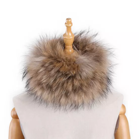 Women's Headband Genuine Raccoon Fur Knitted Neck Warmer Furry Fur Hairband