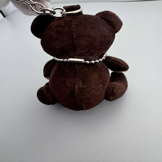 Coach Vintage Leather Suede Jacquard Brown Signature C Bag Charm Bear 2000's