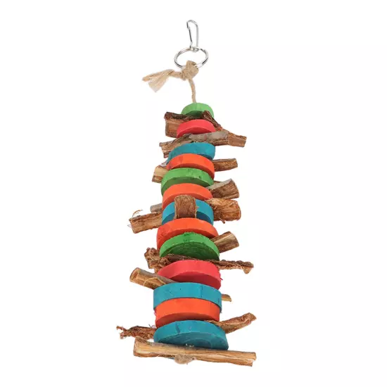 Parrot Chewing Toys Natural Bark Relieve Stress Colorful Wood Hanging Chewing