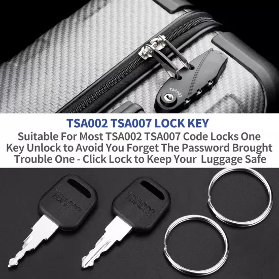 TSA007 Master Luggage Key, 2 Pieces, Black, One-Touch Lock