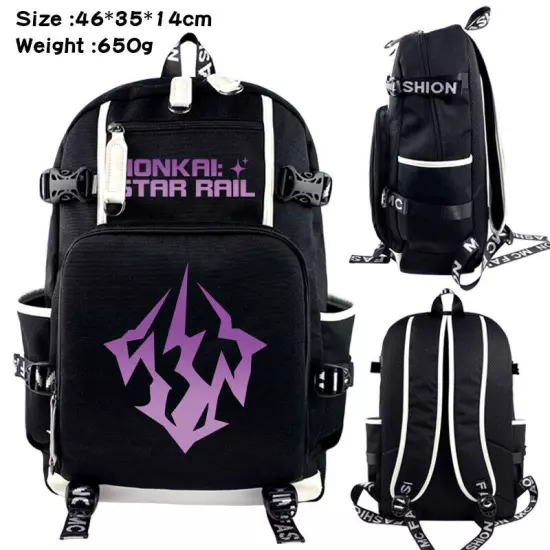 Honkai Star Rail USB Backpack Kids Teens Schoolbag Black Shoulder Outdoor Bags