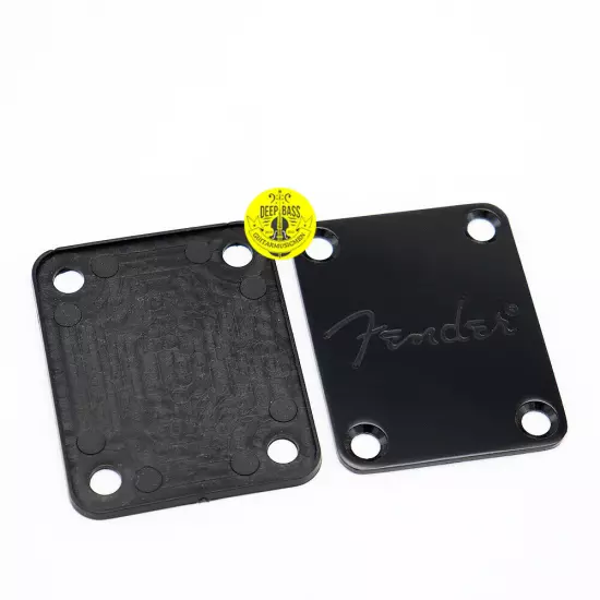 Black Electric Guitar Neck Plate for Fender Style ST SQ Mit Fender Logo 4 Screws