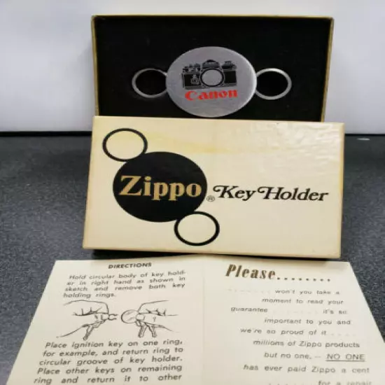 VINTAGE ZIPPO KEY HOLDER ADVERTISING CANON CAMERA PHOTOGRAPHY IN BOX 