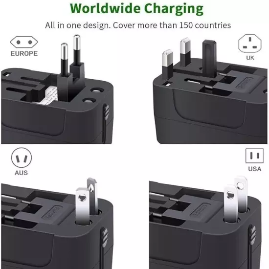 All in One Worldwide Travel Adapter & Wall Charger with USB Ports (FREE SHIP)