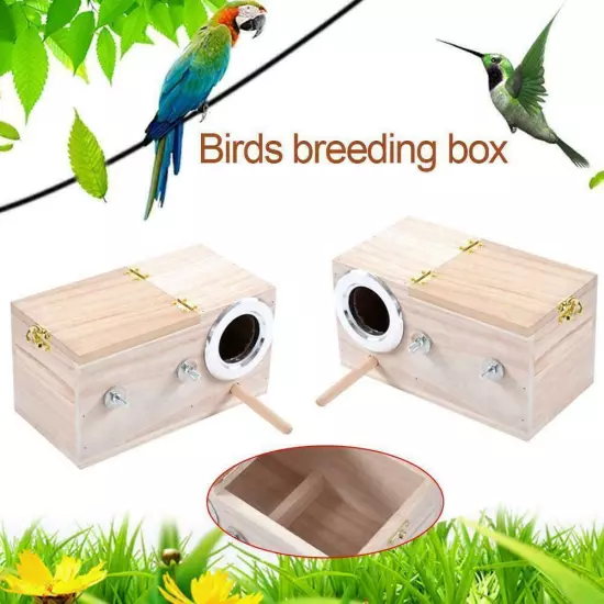 Wooden Small Bird Breeding Box Nesting Budgie House For Bird B4I1 Parrots A4G8