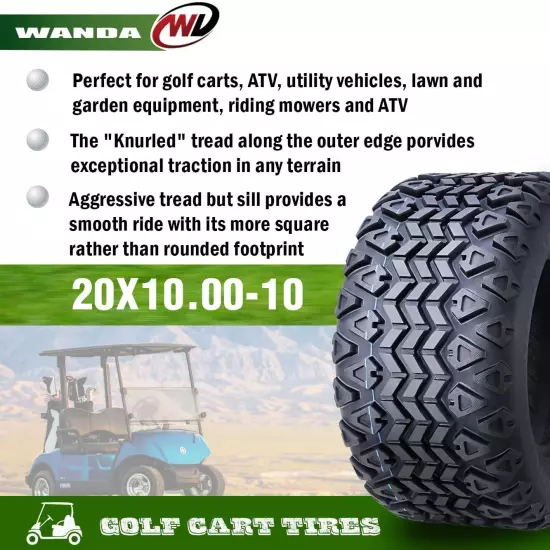 WANDA 20X10-10 Golf Cart ATV Tires 4 Ply 20x10x10 -Set 4 -14030