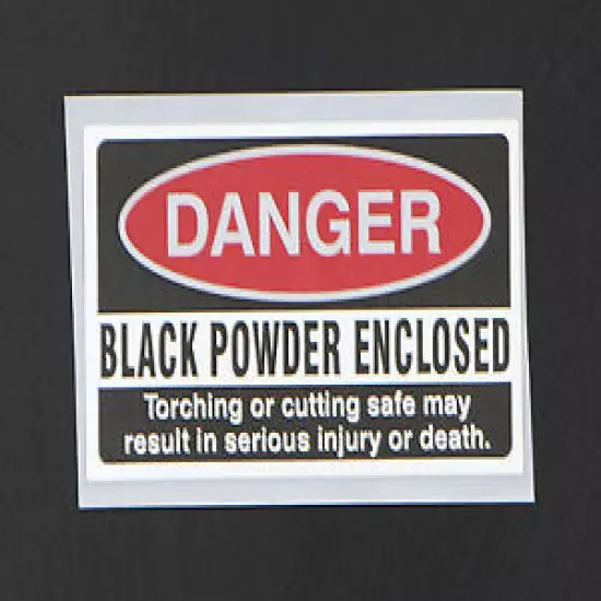 Danger - Black Powder Warning Sticker Helps Deter Burglars