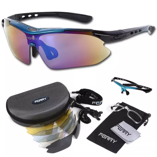 [Ferry] Polarized Lens Sports Sunglasses Full Set of 5 Interchangeable Lenses