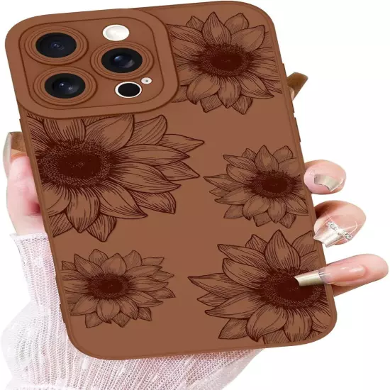 Floral Case for iPhone 16 Pro Max Case Cute Sunflower Floral Blooms Design Soft