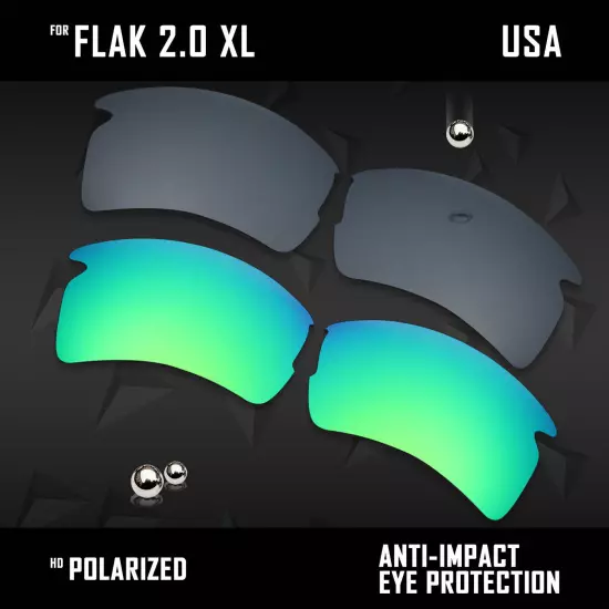 Anti Scratch Polarized Replacement Lenses for-Oakley Flak 2.0 XL OO9188 Options