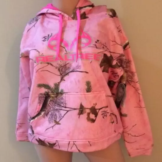 Realtree Sweater Women Pink Hunting Performance Camo Hoodie Fleece Pullover NEW