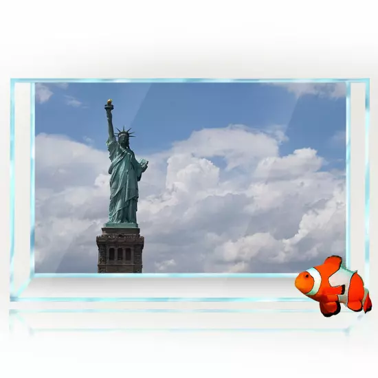 Aquarium Background Sticker, Statue of Liberty US Fish Tank Decorations Poster