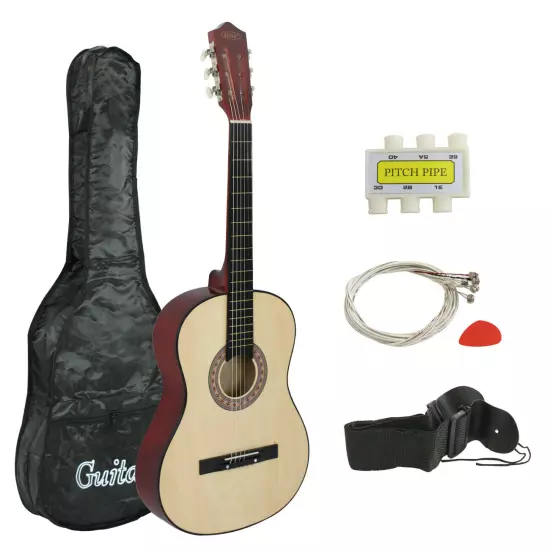 38" Kids Acoustic Guitar Full Size 6-String Guitar for Starter Beginner Natural