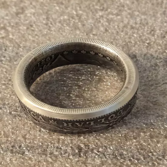 Vintage 1921 D Morgan Dollar .900 Silver Coin Ring Size 10 21 Grams