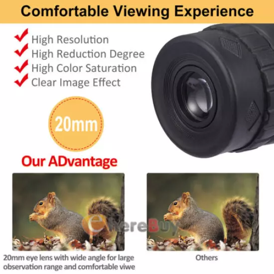 Day/Night Vision 40x60 Zoom HD Monocular Starscope Monocular Telescope BAK4 Clip