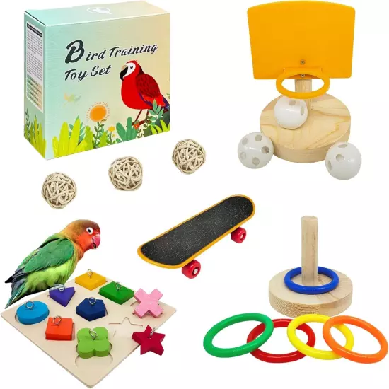 Bird Toys For Parakeets,5pcs Parrot Set （Include Basketball... 