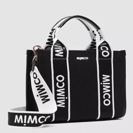 Mimco Stevie Micro Tote Cross Body Bag Black White Rose Gold BNWT RRP $199 18cm