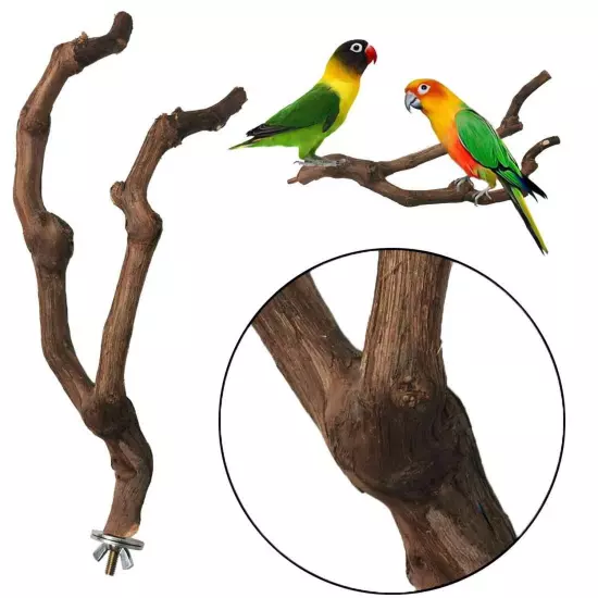 kathson Natural Parrot Perch Bird Stand Pole Wild Grape Stick Paw Grinding Fo...