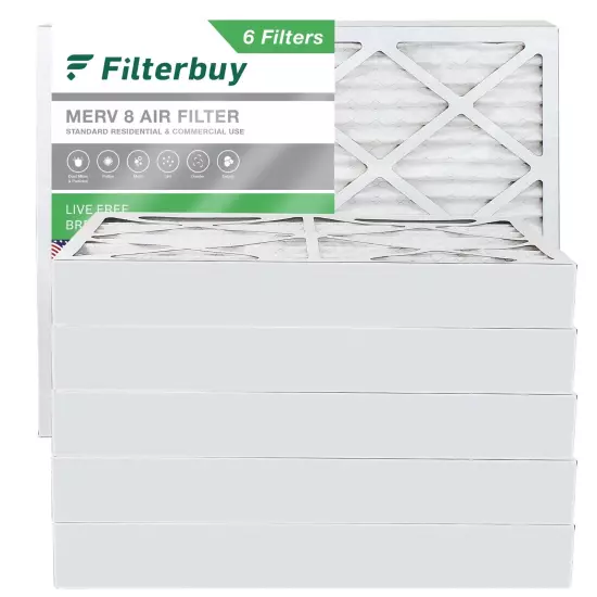 Filterbuy 20x24x4 Pleated Air Filters, Replacement for HVAC AC Furnace (MERV 8)