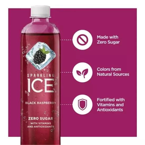 Sparkling Ice, Black Raspberry Water, Zero Sugar Flavored Water