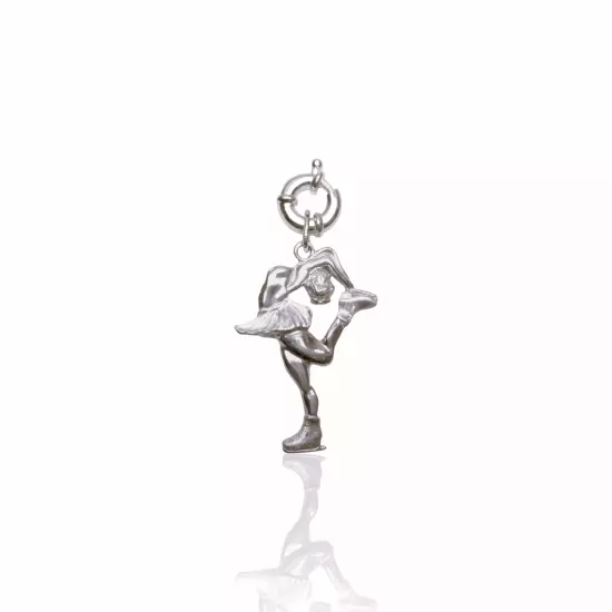 Silver Figure Skating Zipper Pendant Sports Jewelry Gift.