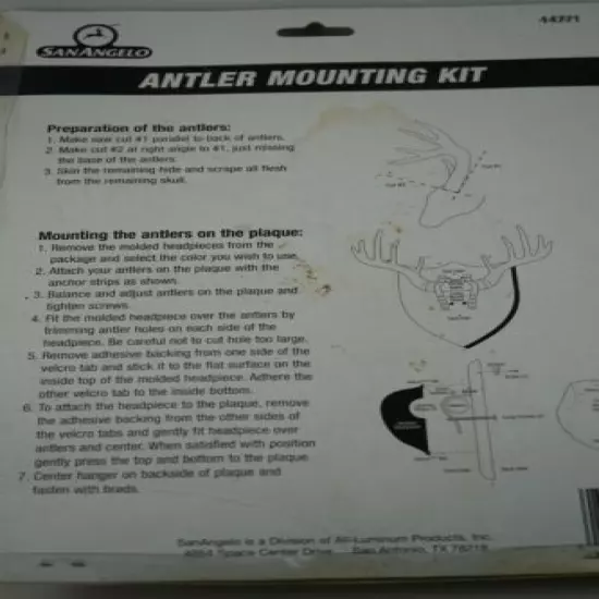 Antler Mounting KIT Red and Tan Skull Cover San Angelo In Package