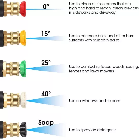 Pressure Washer Gun Extension Wand Set with 5 Spray Nozzles Tips and 1 Tips... 