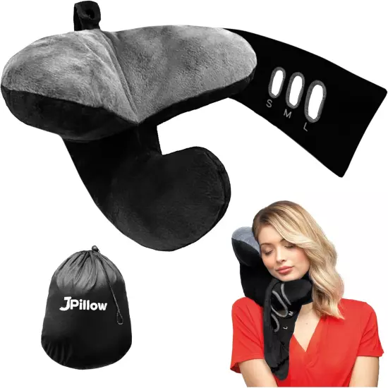 Travel Pillow plus Wrap. Chin Supporting Travel Pillow for Airplane Sleeping - F