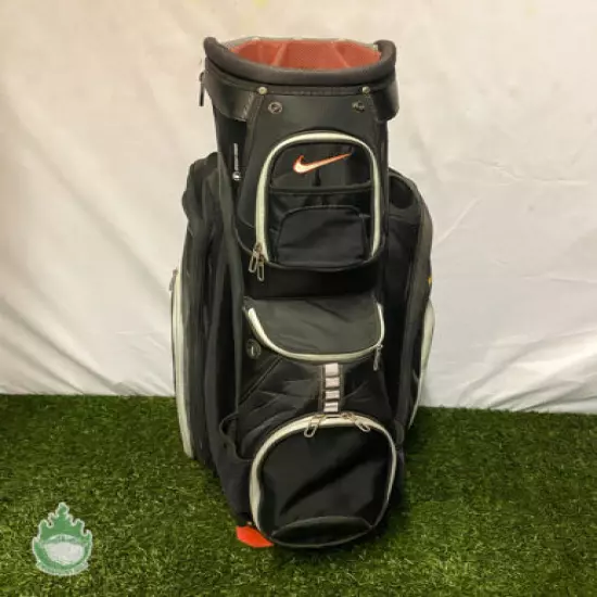 Used Nike M9 Golf 14-Way Cart/Carry Golf Bag Black/Red With Rainhood