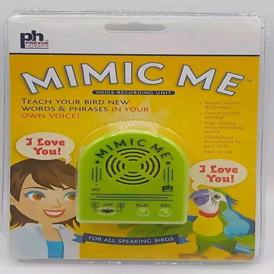 MIMIC ME Voice Recording Unit for Parrots Birds 62900 Teach Your Bird To Talk