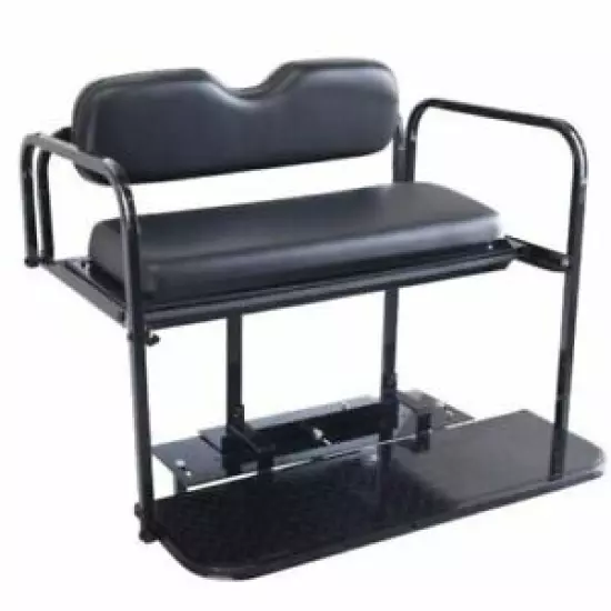 Club Car Precedent Golf Cart Flip Folding Rear Back Seat Kit - Black Cushions