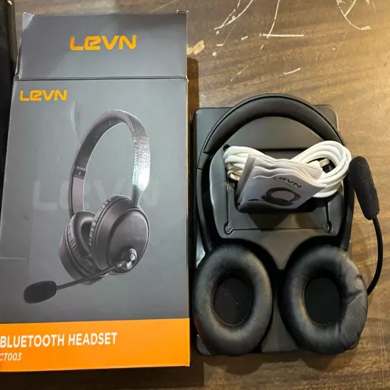 LEVN Bluetooth Headset with Microphone, Wireless Headset with Mic & Mute Button