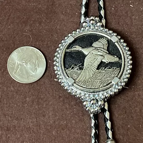 Vintage Duck Bolo Tie Silvertone Western Wear