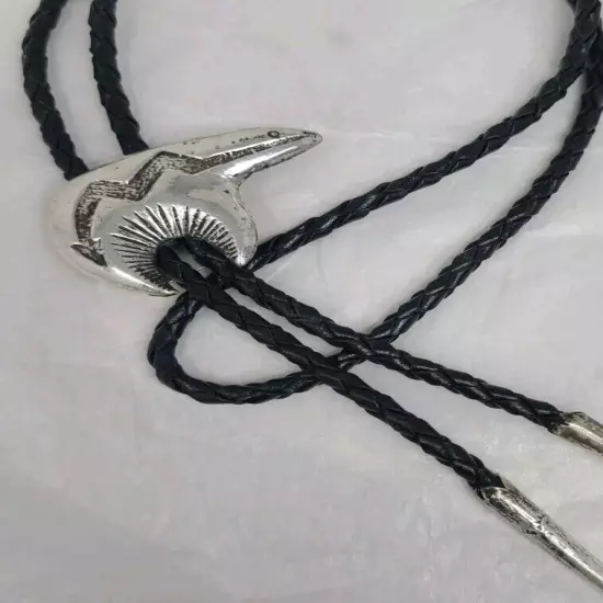 Navajo Sterling Silver Bear Bolo Tie Signed KEITH JAMES - Rare