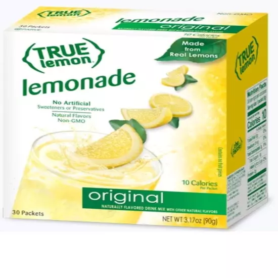 TRUE LEMON Original Lemonade Drink Mix| Made from Real Lemon | No Preservatives,