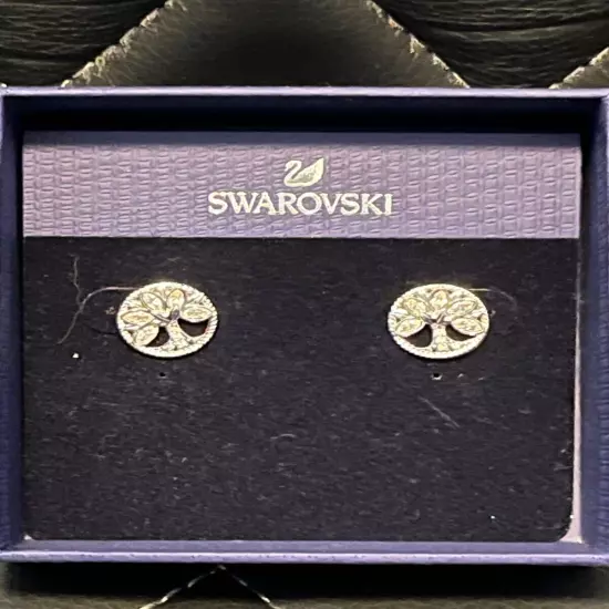 Swarovski Symbolic Tree of Life Silver Stud Post Earrings