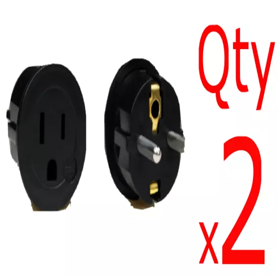 2PK American To European Plug Adapter Type E US USA to Europe EU 5MM Round Pins